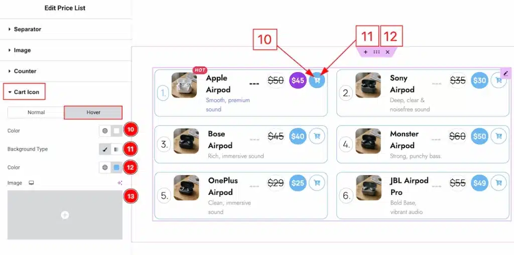 Price List - Cart Icon