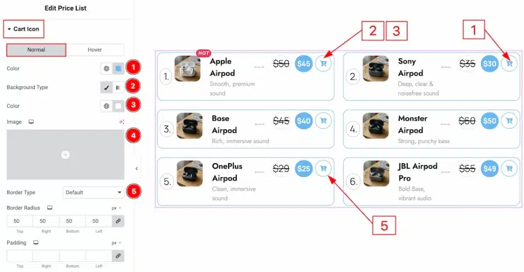 Price List - Cart Icon