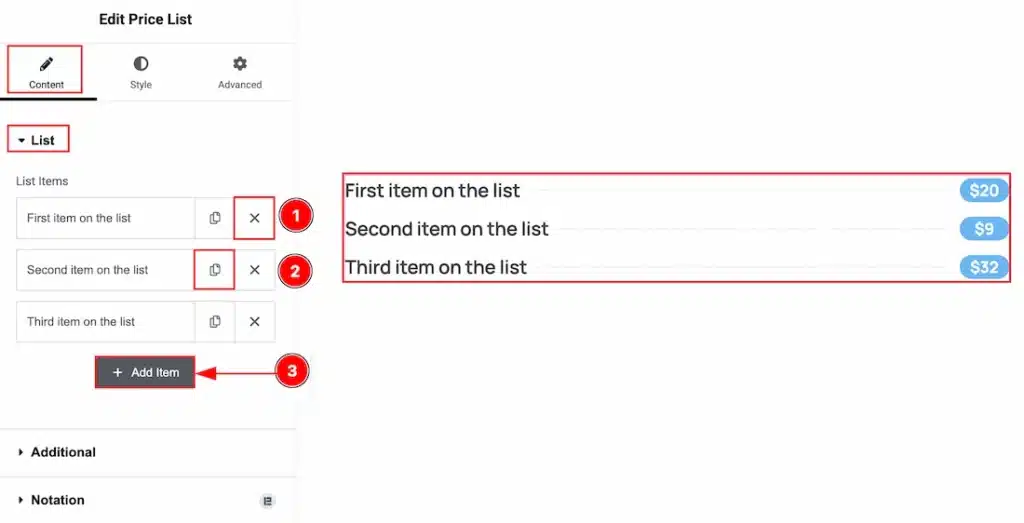Price List - List 01