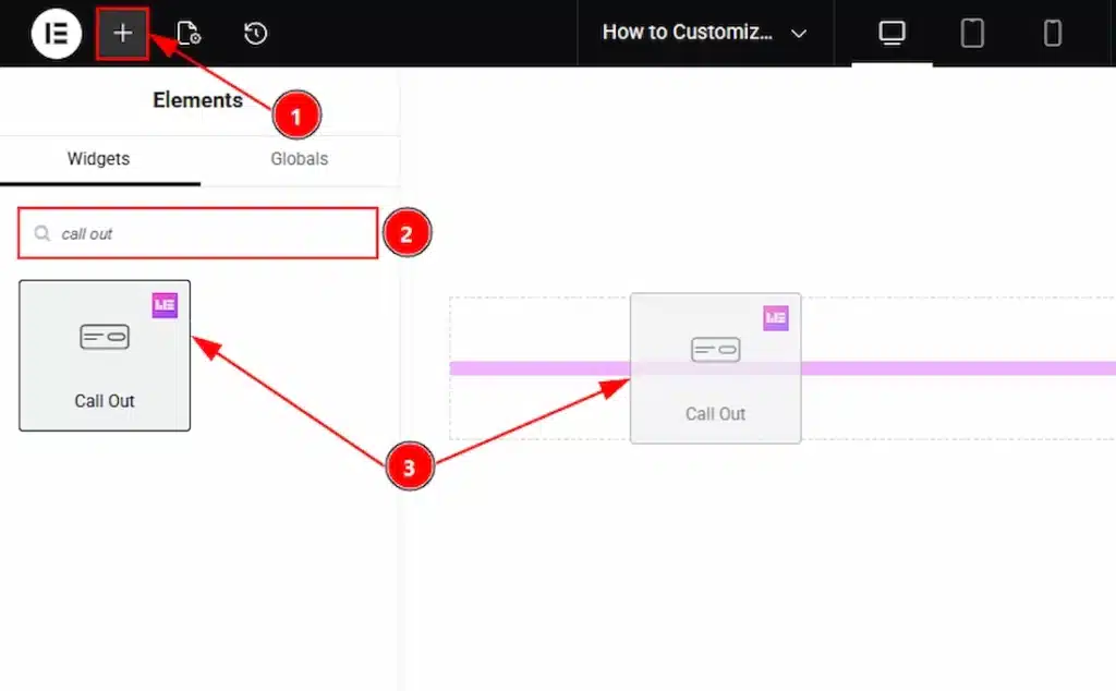 Call out - Insert the widget