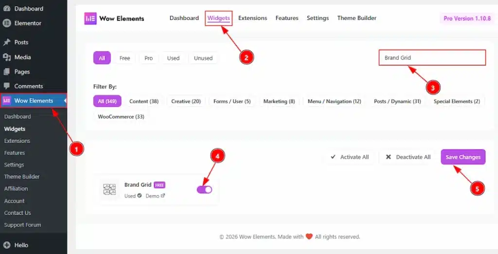 Enable the Brand Grid widget