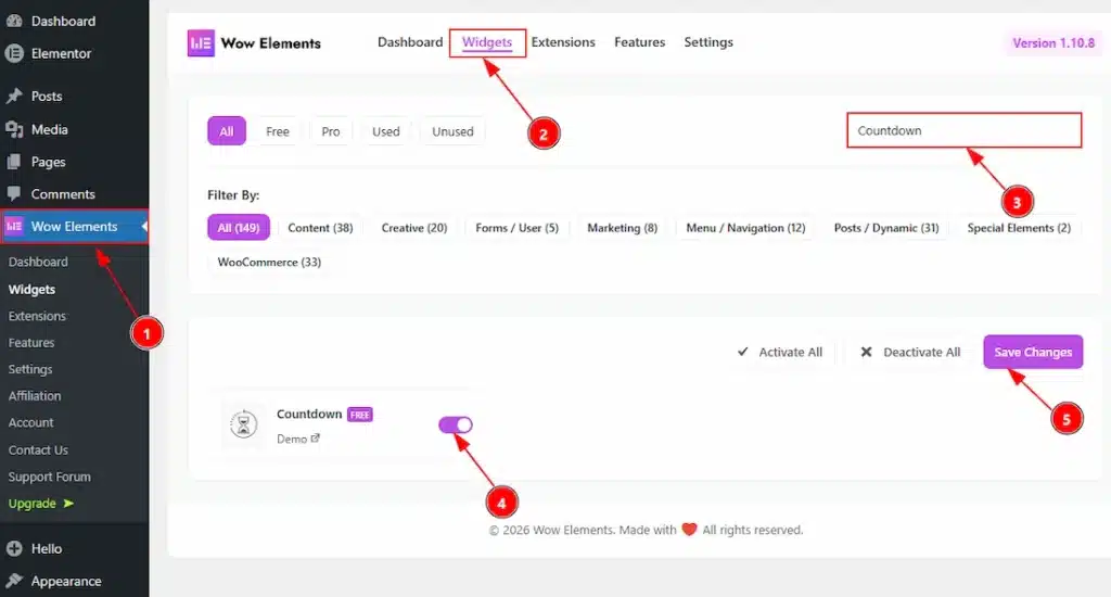 Enable The Countdown Widget